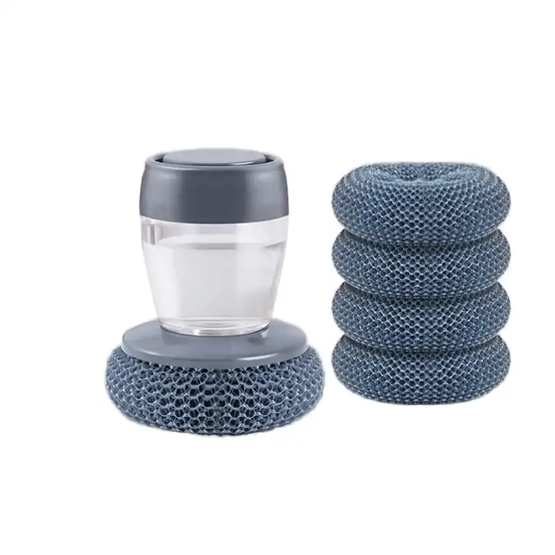 Efficient Liquid Dispensing Automatic Liquid-Adding Pot Scrubber Kitchen Household Stove Cleaning Brush
