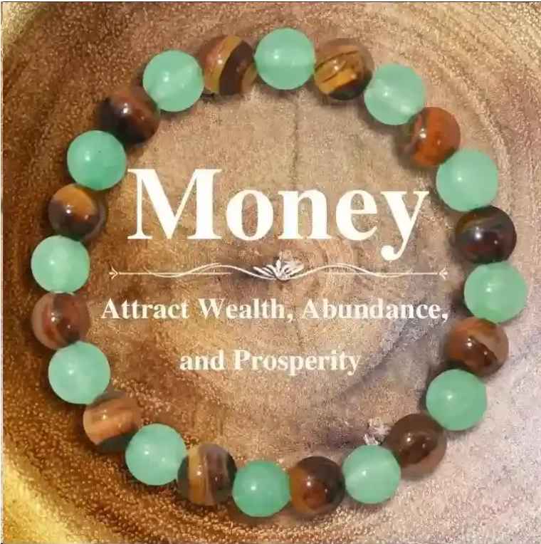 Money & Wealth Success Bracelet – Natural Green Aventurine & Tiger Eye Crystal Bracelet