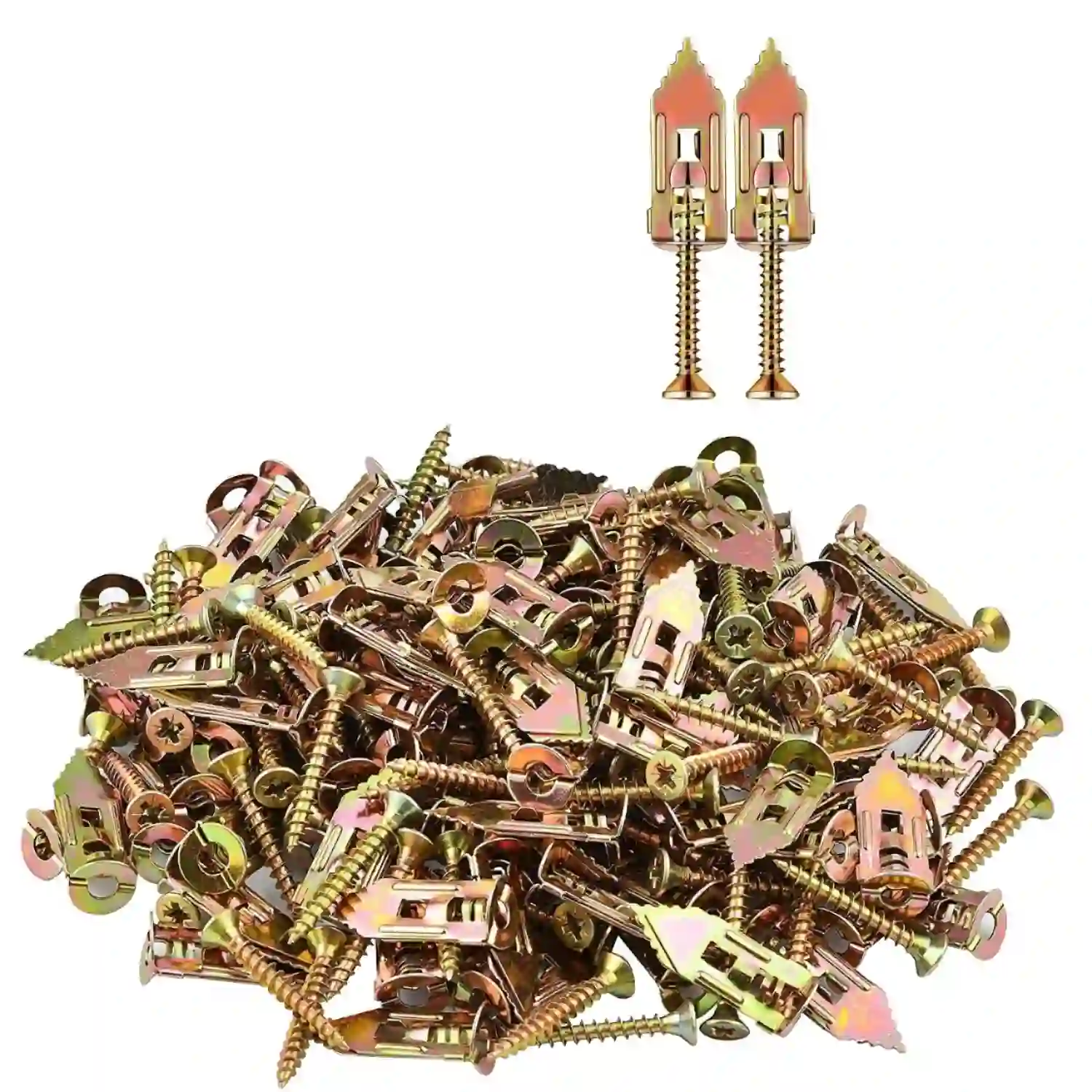 (100Pcs) Hammer Drive Heavy Duty Drywall Anchors - Zinc Plated 35mm