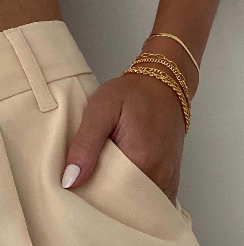 (5Pcs) Gold Cuban Chain Bracelet Set for Women