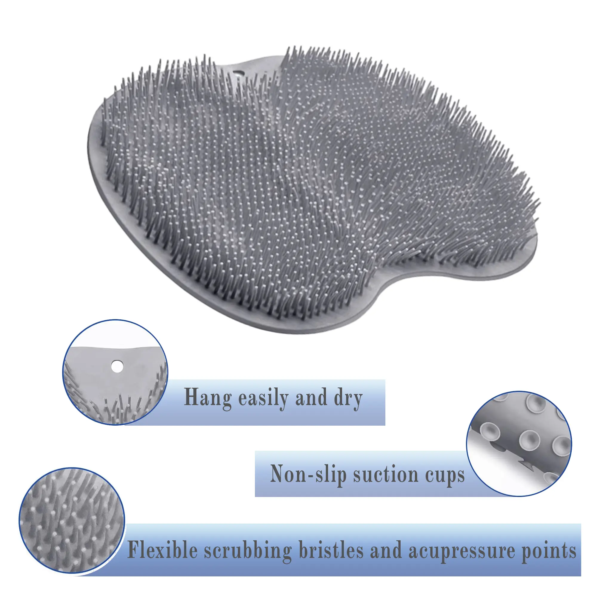 Silicone Shower Foot Scrubber Pad - Back & Feet Cleaning Mat