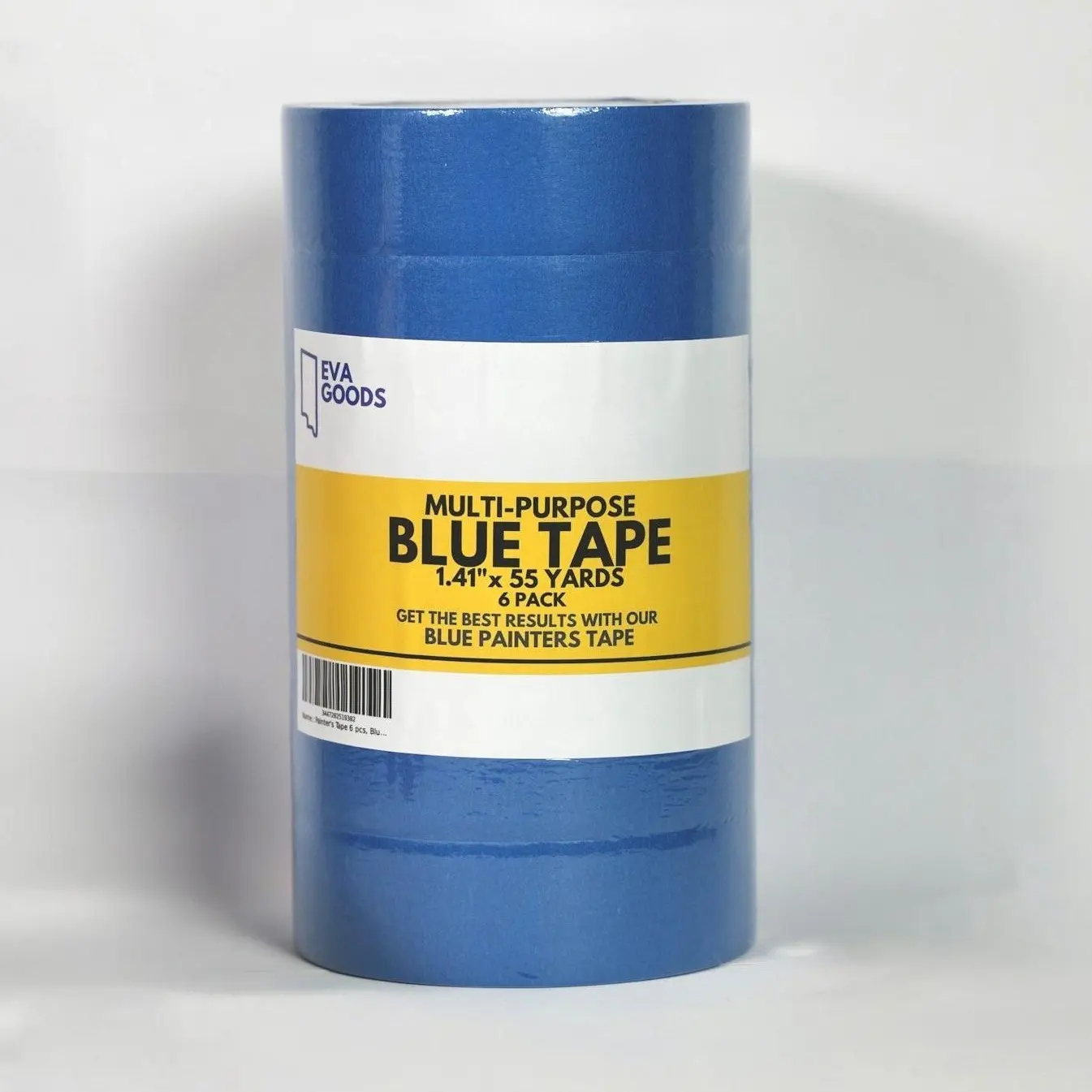 Blue Masking Tape 6 Pack - 1.5 inch Medium Adhesive for Painting